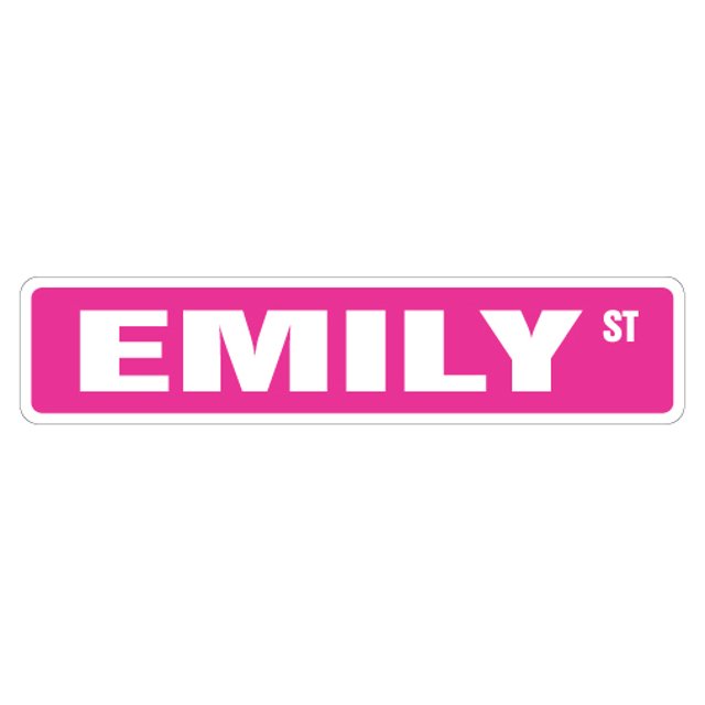 EMILY Street Sign Childrens Name Room Sign | Indoor/Outdoor | 24" Wide Plastic Sign