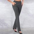thumbnail image 1 of CFLVAEK Womens Office Flare Pants Casual Tummy Control Drawstring Waisted Slacks with Pocket Solid Color Work Straight Pant Casual Tall Lenth Business TrousersDark Gray L, 1 of 5
