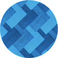 thumbnail image 1 of Ahgly Company Machine Washable Indoor Round Transitional Blue Area Rugs, 6' Round, 1 of 7