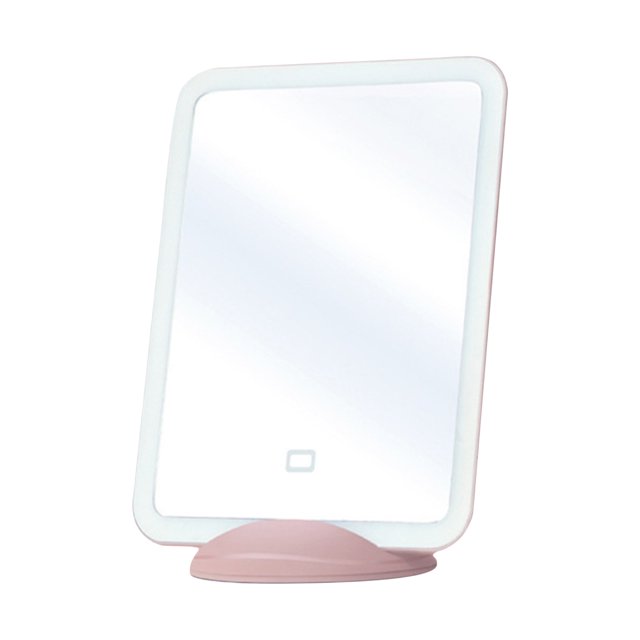 Amdohai Miroir de Maquillage à DEL Écran Tactile Luminosité Réglable Miroir de Meuble-Lavabo USB de Forme Rectangulaire avec base Rose. Comprend un Bouton d'Écran Tactile pour le Contrôle de la Lumière, Luminosité Réglable et Fonctionnalité rechargeable par USB. le Miroir Comprend des Autocollants Magnétiques pour Montage Mural et une base Qui Fait Aussi Office de Support pour Téléphone mobile. Convient au Maquillage, aux Soins de la Peau et au Rasage.