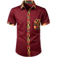 thumbnail image 1 of Ramiter Chemise Homme Mens Short Sleeve Button Up Cotton Linen Shirts Wine,2XL, 1 of 3