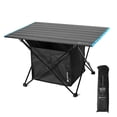 thumbnail image 1 of Large Aluminum Alloy Folding Camping Table with Hanging Oxford Cloth Storage Pocket, Lightweight Portable Design for Outdoor Use, Includes Carry Bag for Easy Transport & Storage, Black Finish (Table, 1 of 6