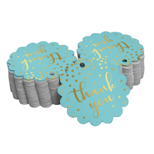 Inkdotpot 50 Pack Real Gold Foil Paper Tags Thank You Bridal Shower Favor Hang Tags