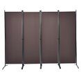 thumbnail image 1 of Patiojoy 5.6Ft Tall Folding Room Divider Freestanding 4-Panel Privacy Screen w/Iron Frame Coffee, 1 of 10