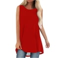 thumbnail image 1 of Timegard Womens Long Tank Tops Round Neck Sleeveless Solid Color Casual Loose Top Basic Tshirts Blouse, 1 of 6