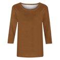 thumbnail image 5 of Timegard Womens Summer Tops Crewneck 3/4 Sleeve Solid Color Comfy Basic Tee Shirts Casual Loose Tops, 5 of 5