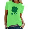 thumbnail image 2 of T-shirts de la Saint-Patrick pour Femmes Mode Col Rond Imprimé Manches Courtes T-shirt Décontracté Ample Hauts Saint-Patrick, 2 of 6