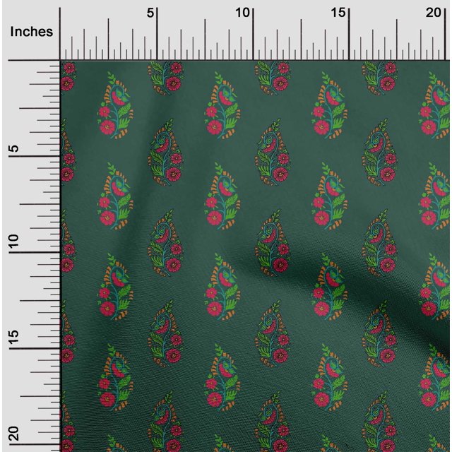 oneOone Polyester Lycra Fabric Leaves & Floral Block Fabric Prints By Yard 56 Inch Wide