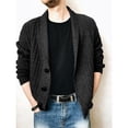 thumbnail image 2 of Leutsin Men's Solid Color Lapel Long-sleeved Single-breasted Sweater Coat, 2 of 3