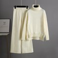 thumbnail image 2 of Timegard Ensemble 2 Pcs pour Femmes, Pull à Col Haut, Manches Longues, Pantalon Large, Couleur Unie, 2 of 4