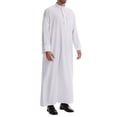 thumbnail image 3 of Styesk Jackets for Men Men's Muslim Robe Arab Middle Robe Long Style Long Sleeve Standing Neck Pocket Pullover Long Shirt Fashion Casual Robe, 3 of 8
