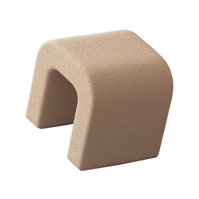 Elodie Vanity Stool Decorative Fleece Foot Stool for Living Room Hallway Home Decor Khaki