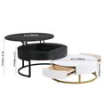 thumbnail image 2 of Kosynda Round Nesting Coffee Tables Set of 2 with Storage, Lift-top Circular Center Table with 2 Drawers and Metal Frame for Living Room, Home, Apartment, Office, White & Black, 2 of 13