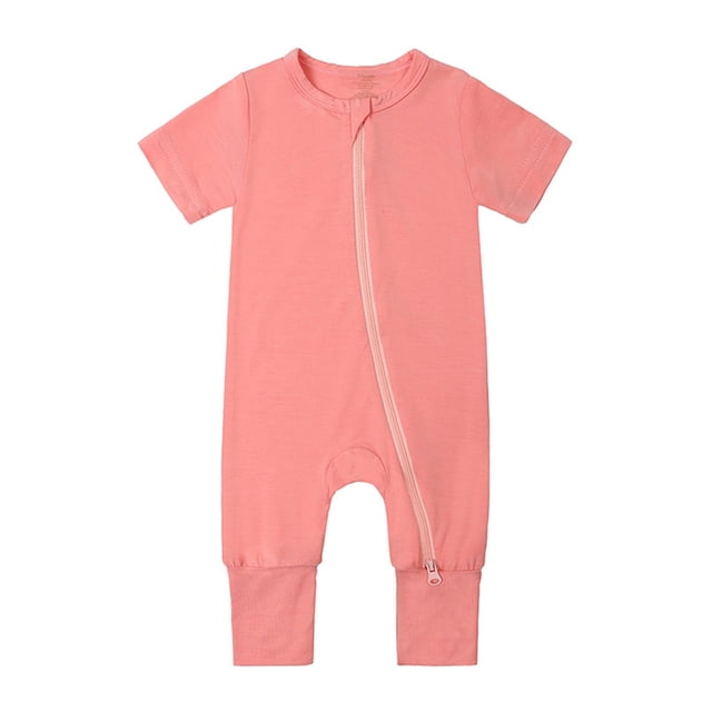 EDFBUYKRS Baby Rompers Footless Pajamas Zipper Short Sleeve Sleeper Jumpsuit