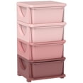 thumbnail image 1 of Qaba 4 Tier Kids Toy Organizer with 4 Plastic Storage Bins, Pink, 1 of 10