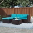 thumbnail image 2 of FDW 5-Piece Outdoor Patio Furniture Set, Rattan Wicker Sofa, Chairs & Table, Blue, 2 of 7