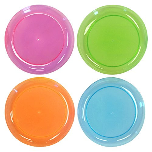 Party Essentials Assiettes Rondes de Fête/déjeuner en Plastique Rigide de 9 Pouces, Lot de 40, Néon Assorti