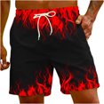 thumbnail image 1 of Penkiiy Shorts de Carnaval, Short de Plage Décontracté pour Homme à Imprimé Flamme Spécial, Pantalon Short 2TG Rouge, 1 of 9