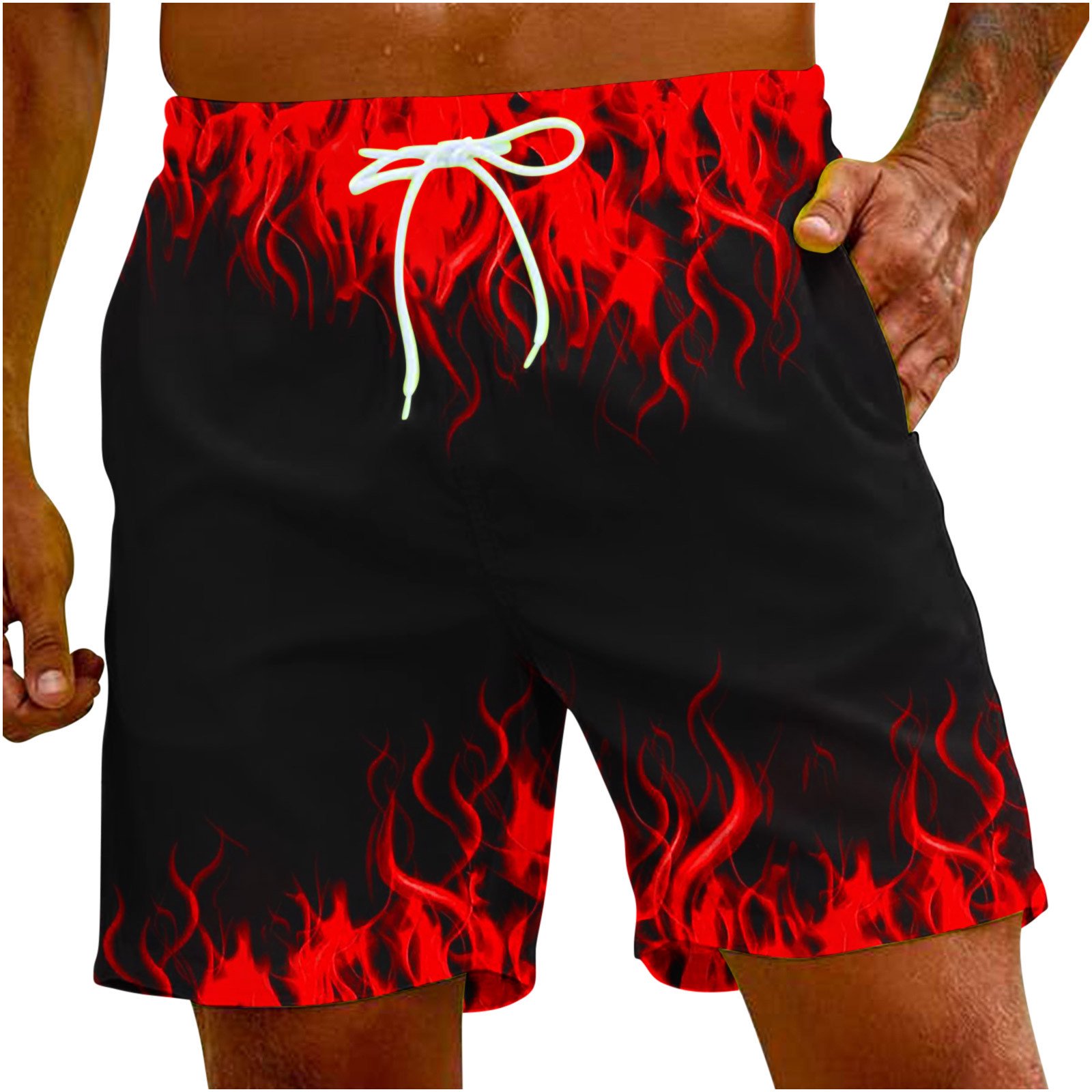 Penkiiy Carnivals Shorts, Men's Flame Printing Special Print Beach