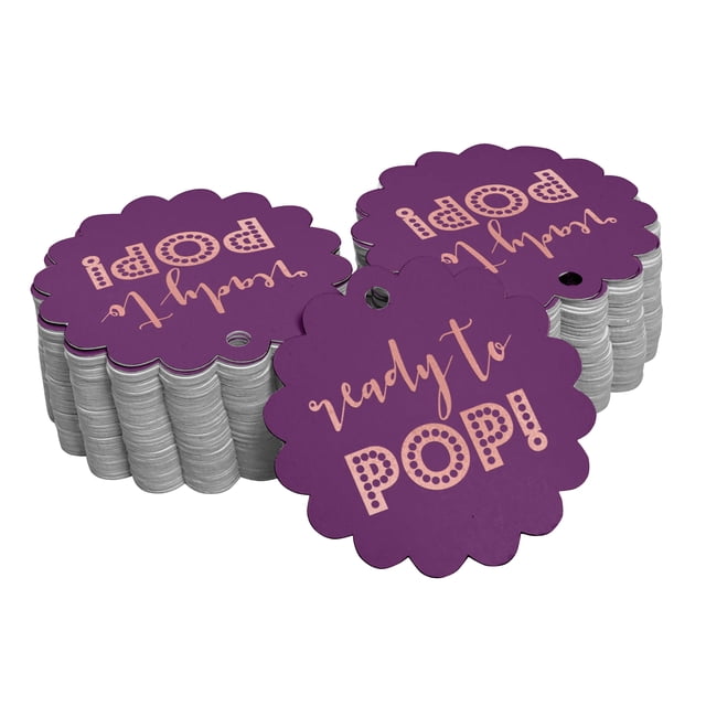 Inkdotpot Real Rose Gold Foil Ready To Pop Baby Shower Tags Favor Hang Paper Tags 50 Pieces