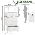 thumbnail image 3 of Eunos Commode Blanche pour Chambre à Coucher, Table de Nuit à 4 Tiroirs avec Station de Recharge, DEL et Tablette Ouverte, 3 of 8