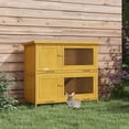 thumbnail image 2 of PawHut Wood Rabbit Hutch with 2 Large Main House, Ramp, Trays, Yellow, 2 of 10
