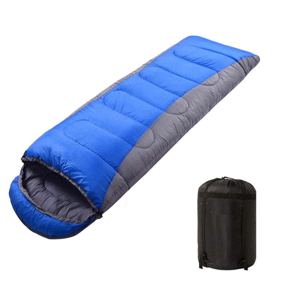 Raindrops 1Pc Winter Sleeping Bag for Adults Waterproof Lightweight Blue with Drawstring Hood for Camping