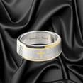 thumbnail image 2 of Men's Lord's Prayer Ring Christian Cross Stainless Steel 8MM Goldtone, 2 of 3