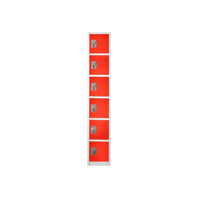 AdirOffice - Locker - 6 doors - 6 hooks - solid steel - red (pack of 4)