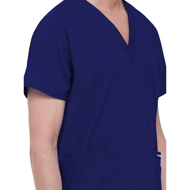 Landau Essentials 5 Pocket Scrub Top for Men's: Classic Relaxed Fit, V-Neck Durable Medical 7489