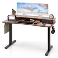 thumbnail image 1 of Costway 55"x 24" Electric Standing Desk with 2 Drawers Monitor Stand Storage Shelf Brown, 1 of 9