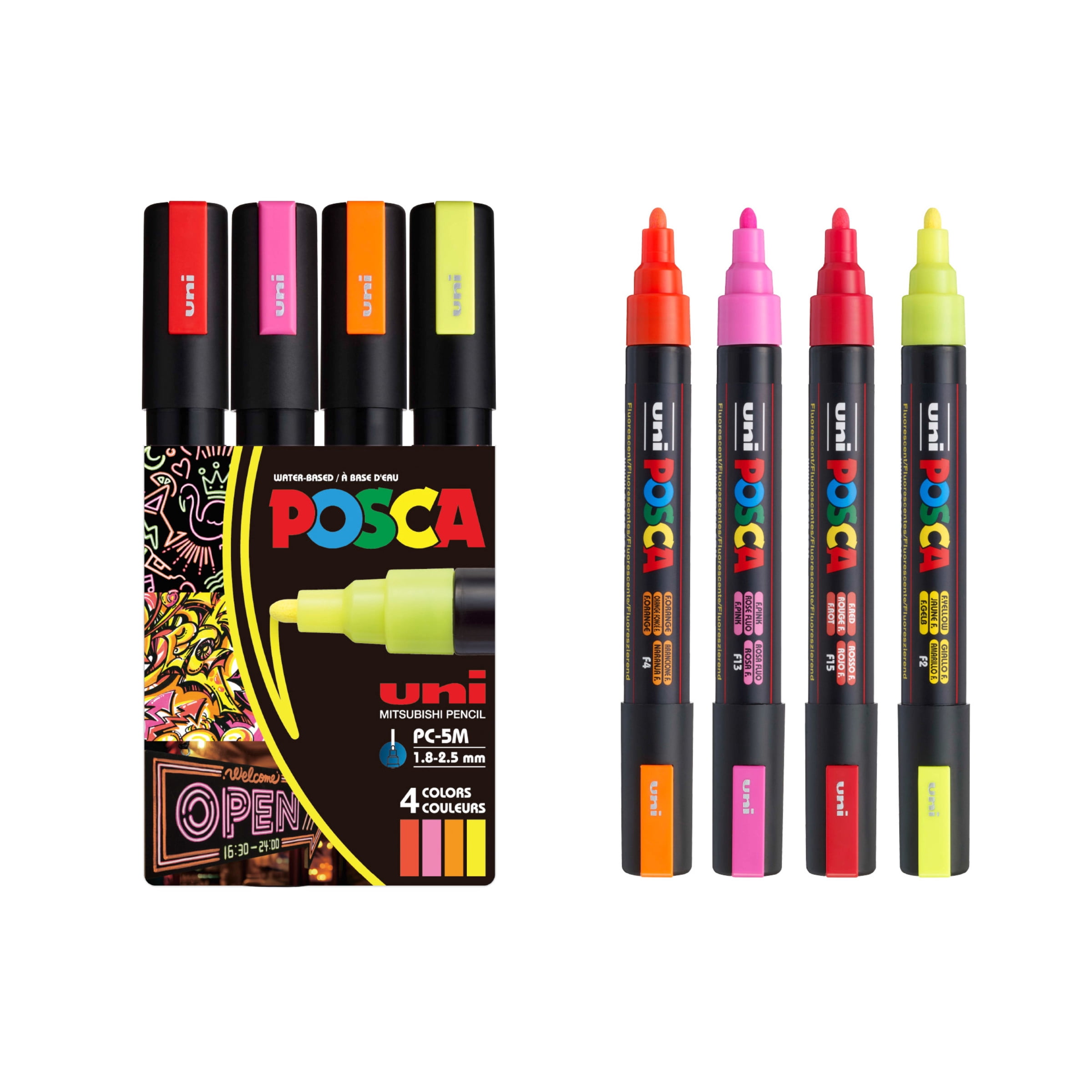 POSCA® PC-5M Water-Based Paint Markers, Medium Reversible Tip (1.8–2.5 ...