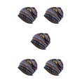 thumbnail image 3 of Maytalsory Bonnet Ethnique Style Hijab Floral Imprimé Coloré Turban Réglable Protection des Oreilles Accessoires de Style Bonnet Bleu Floral 5Set, 3 of 6