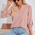 thumbnail image 4 of Pompotops T-shirt Mode Femme Col en V Manches Longues Ample en Solde, 4 of 7