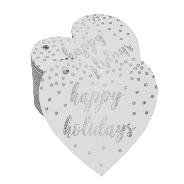 Inkdotpot Étiquette Suspendue en Vraie Feuille d'Argent Joyeuses Fêtes, 50 Pcs