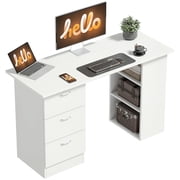 HOMCOM Computer Desk with 3-Tier Storage Shelves, Home Office Desk, White