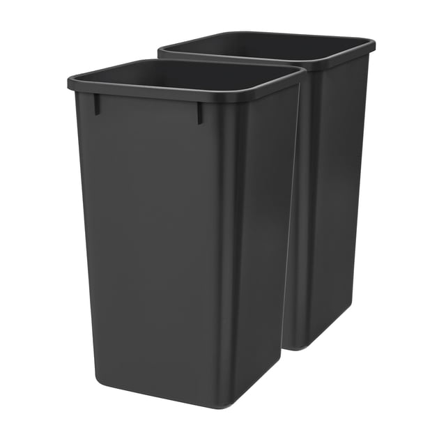 Rev-A-Shelf Poubelle Noire de Remplacement en Polymère 27 Qt, Lot de 2, RV-1024-18-2. Cet Ensemble Comprend Deux Bacs à Déchets de 27 Pintes à Dessus Ouvert en Plastique Polymère durable Moulé par Injection avec une Finition Noire Élégante. Conçus pour s'Adapter aux Systèmes Extractibles Rev-A-Shelf, Ces Bacs Sont Idéaux pour Ranger Discrètement les Déchets dans les Armoires de Cuisine, les Salles de Bain Ou les Bureaux. Chaque Bac Mesure 10,88 Pouces de Large, 10,88 Pouces de Profondeur et 17,75 Pouces de Hauteur, Offrant