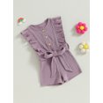 thumbnail image 3 of SUNSIOM Infant Baby Girl Summer Jumpsuit Solid Color Ruffled Sleeveless Round Neck Button Romper Shorts with Belt, 3 of 9