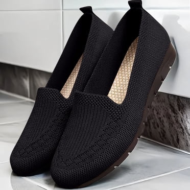 Apmemiss Liquidation Chaussures Décontractées de Mode pour Femmes Style Printanier Couleur Unie Respirantes en Maille Volante Antidérapantes Semelle Plate à Bouche Peu Profonde Cadeaux de Remise des Diplômes