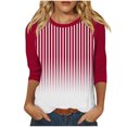 thumbnail image 1 of Birdeem T-Shirts à Manches 3/4 pour Femmes T-Shirt Imprimé Mode Blouse à Manches 3/4 Col Rond Hauts Décontractés T-Shirts à Manches 3/4 pour Femmes, 1 of 5