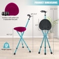 thumbnail image 3 of Goplus Adjustable Folding Cane Seat Aluminum Alloy Crutch Chair with Light Black, 3 of 10
