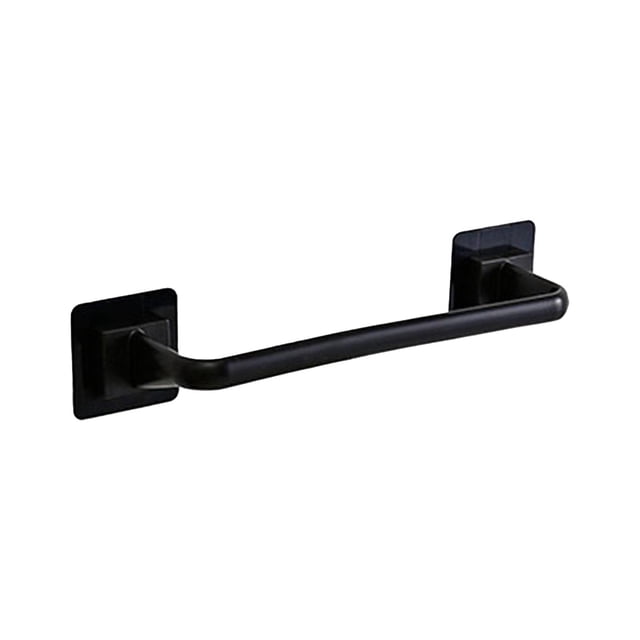 Durable Over Cabinet Towel Bar Shelf Removable Washcloths Rack Hanger Hook Hand short black