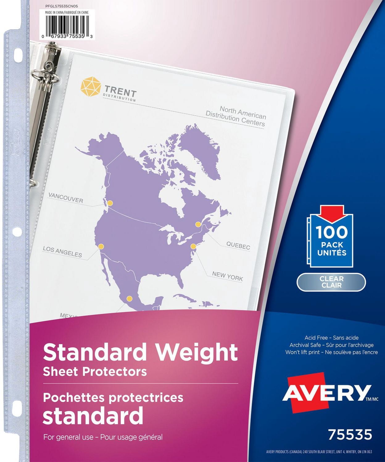 Avery Standard Weight Sheet Protectors, 8½" x 11", 100pk - 75535
