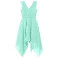 thumbnail image 3 of YONGHS Robe en Mousseline pour Filles, Col en V, Sans Manches, Ourlet Asymétrique, Taille Plissée, Robe de Demoiselle d'Honneur pour Fête, Vert Menthe 12, 3 of 5