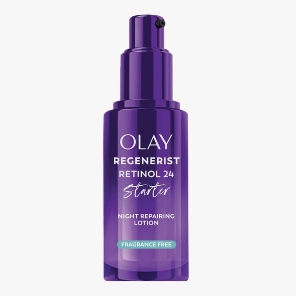 Lotion réparatrice de nuit pour débutantes Olay Regenerist Rétinol 24, sans parfum, lisse et unifie la texture, 50 mL