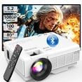 thumbnail image 1 of FRESHDEW Mini Portable Movie Projector with Bluetooth 5.2, 100 ANSI Full HD 1080P Supported, 80" Projector Screen Included, 1 PCS, 1 of 7