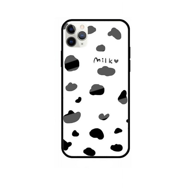 Compatible with iPhone Case for Girls Women, Hard Back Case with Soft TPU Bumper Protective Cute Phone Case Cover with Cow Pattern for iPhone