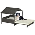 thumbnail image 1 of PawHut Extendable Rattan Dog House Outdoor Indoor with Roof, Cream White, 1 of 7