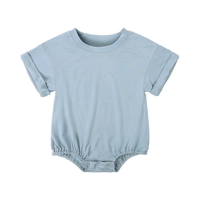 Timegard Newborn Onesie Toddler Boys Girls Short Sleeve Comfy Rompers Unisex Infant Outfits Solid Color