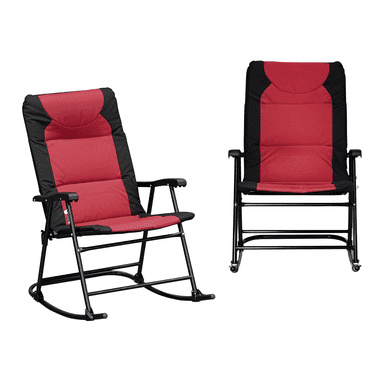 Outsunny Ensemble de 2 Chaises Berçantes Pliables pour Patio, Rouge